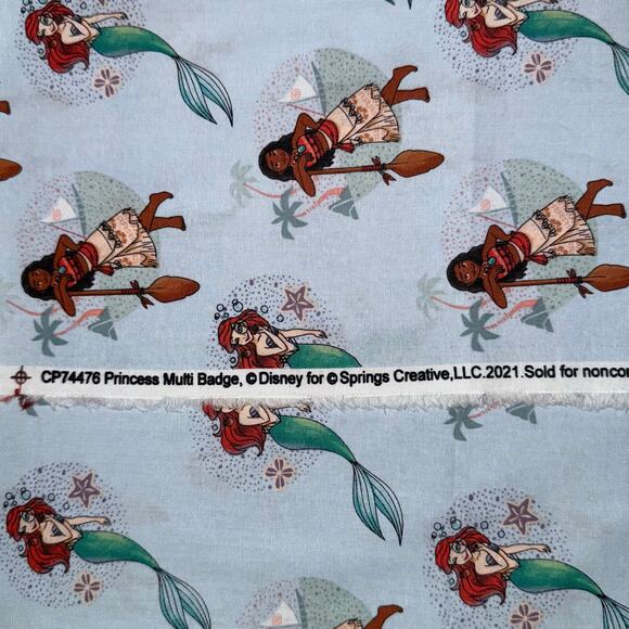 Licensed Disney Princess Ariel & Moana by Springs Creative - 1/2 Yard - Picture 7 of 8